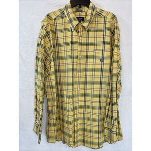 Chaps Men's Size 2XB Button Front Long Sleeve Shirt Big &Tall Yellow Blue Plaid